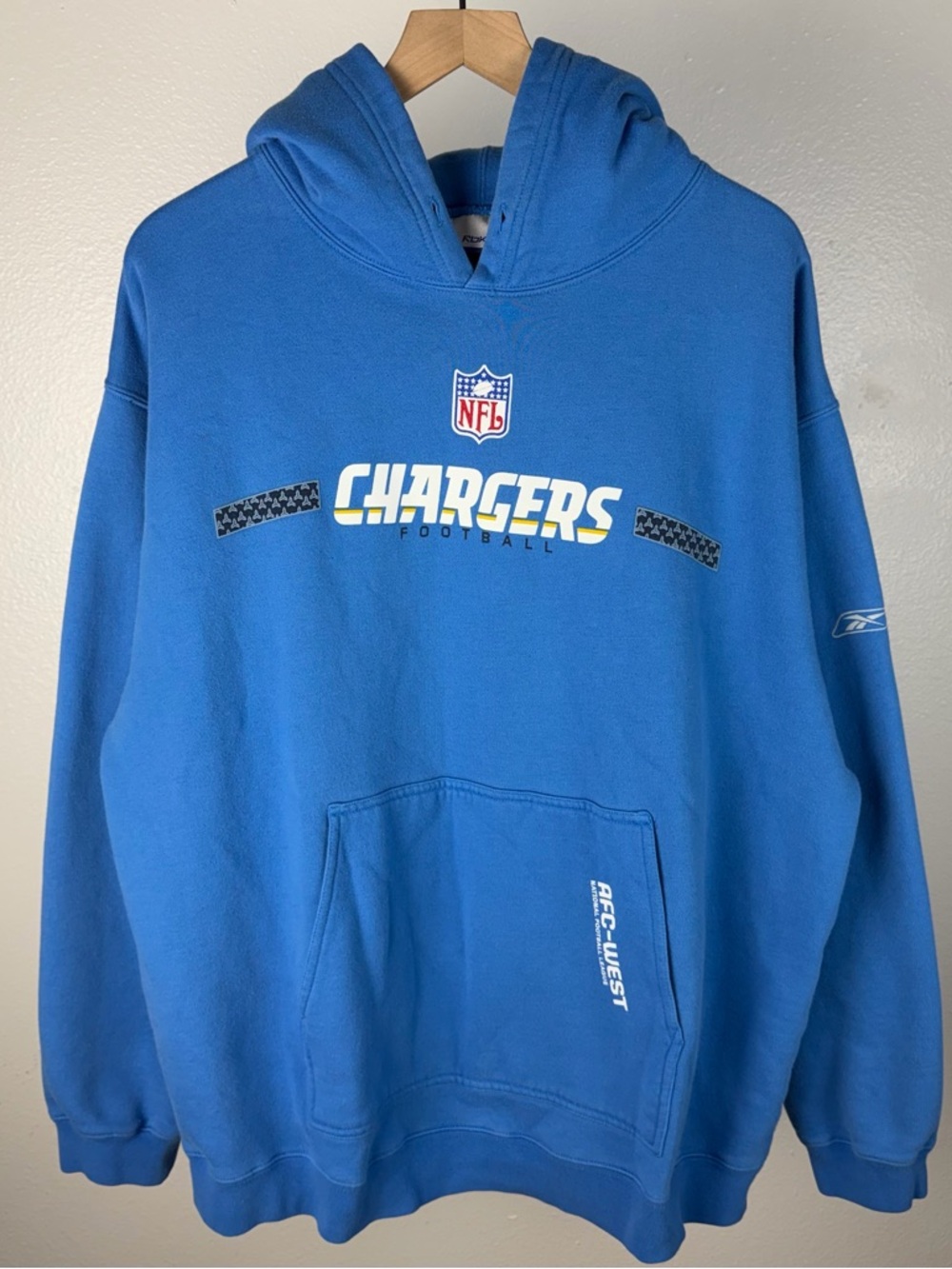 Vintage San Diego Chargers NFL Reebok AFC West Y2K 90’s Blue Hoodie Size XL